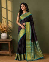 Midnight Teal Silk Saree