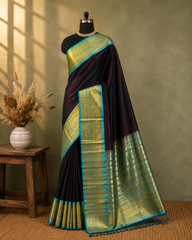 Midnight Teal Silk Saree