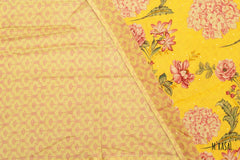 Customised Floral Digital Print Chanderi Cotton Saree in Marigold Yellow