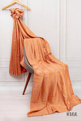 Caramel Tan with Lavender Print Saree & Blush Pink Embroidered Blouse.