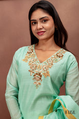 Ethereal Seafoam Silk Chanderi Kurta Set