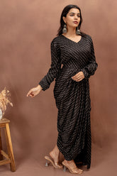 Classic Black Modal Draped Dress