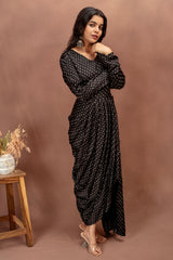 Classic Black Modal Draped Dress