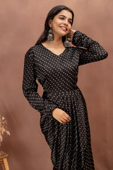 Classic Black Modal Draped Dress