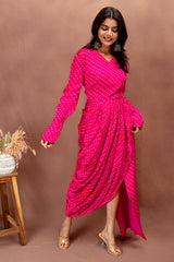 Vibrant Pink Modal Draped Dress