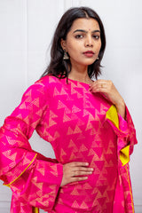 Hot Pink Modal Printed Kurta Set with Dupatta