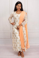 Peach & Ivory Embroidered Suit