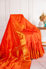 Vibrant Orange Silk Cotton Saree