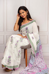 Lavender Handcrafted Cotton Saree
