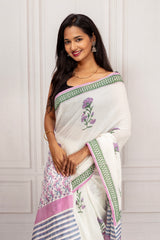 Lavender Handcrafted Cotton Saree