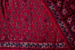 Elegant Red Modal Saree with Timeless Ajrakh Print