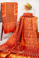 Radiant Orange Modal Unstitched Suit Set