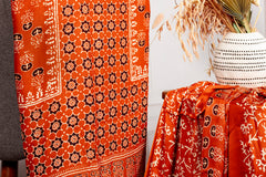 Radiant Orange Modal Unstitched Suit Set