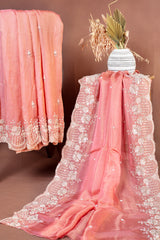 Graceful Peach Georgette Embroidered Unstitched Salwar Suit