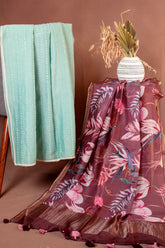 Premium Chanderi Cotton Unstitched Suit with Floral Dupatta