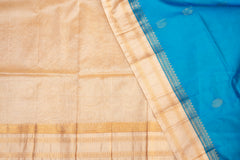 Aqua Blue Silk Cotton Saree with Classic Gold Zari Border