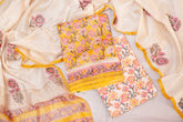 Sun-Kissed Yellow & Blush Floral Chanderi Cotton Suit Set