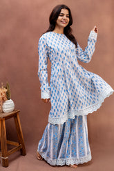 Serene Sky Blue Mulcotton Sharara Set