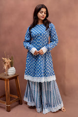 Indigo Mist Mulcotton Sharara Set