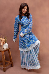 Indigo Mist Mulcotton Sharara Set