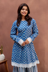 Indigo Mist Mulcotton Sharara Set