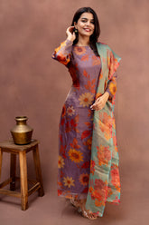 Midnight Bloom Tissue-Print Straight-Cut Set