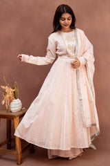 Pearl Blush Chanderi Cotton Kali Dress Set