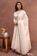 Pearl Blush Chanderi Cotton Kali Dress Set