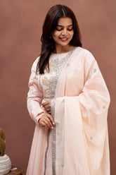 Pearl Blush Chanderi Cotton Kali Dress Set