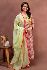 Muted Rose & Pistachio Cotton Straight-Cut Set