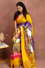 Mustard Melody Georgette Printed Saree