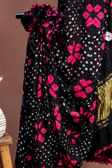 Midnight Onyx Gaji Silk Bandhani Saree