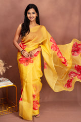 Butter Bloom Hand-Painted Organza Saree