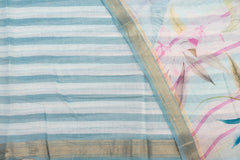 Pastel Sky & Blush Chanderi Cotton Saree