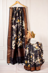 Midnight Noir Chanderi Silk-Cotton Saree