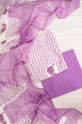 Lavender Zig-Zag Chanderi Cotton Unstitched Salwar Set