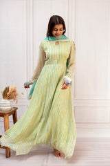 Breezy Seafoam & Citrus Georgette A-Line Suit Set