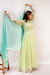 Breezy Seafoam & Citrus Georgette A-Line Suit Set