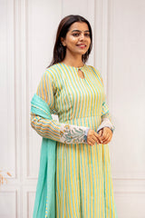 Breezy Seafoam & Citrus Georgette A-Line Suit Set