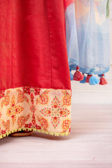 Majestic Crimson Chanderi Kalidaar Dress with Kota Dupatta