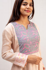 Graceful Pastel Peach Chanderi Anarkali Dress