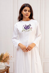 Pristine White Cotton A-Line Suit Set