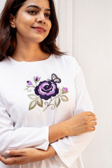 Pristine White Cotton A-Line Suit Set