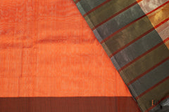 Red Soft Tissue Striped Saree with Contrast Pallu