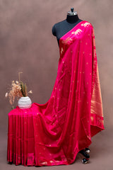 Rani Pink Soft Silk Saree with Woven Gold Zari Motifs