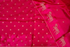 Rani Pink Soft Silk Saree with Woven Gold Zari Motifs