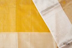 Ivory Soft Tissue Saree with Gold Butta Motifs and Subtle Zari Border