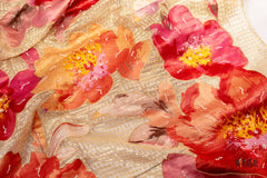 Soft Tissue Saree with Hand-Embroidered Floral Pallu in Champagne Gold