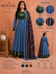 Indigo Breeze: Hand Block Printed Flared Anarkali Set
