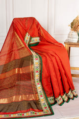 Vermilion Heritage Linen Silk Saree